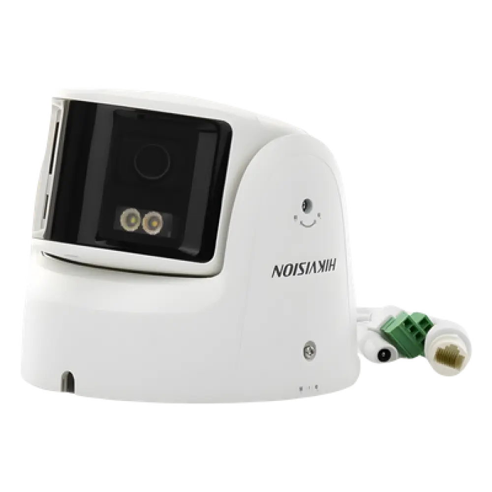 Cámara Turret IP Panorámica / 4 Megapixel / Dual Lente 2.8 mm / 180° / Color 24/7 / Luz Blanca 30 m (98.4 ft) / WDR 130 dB / IP67 / PoE
