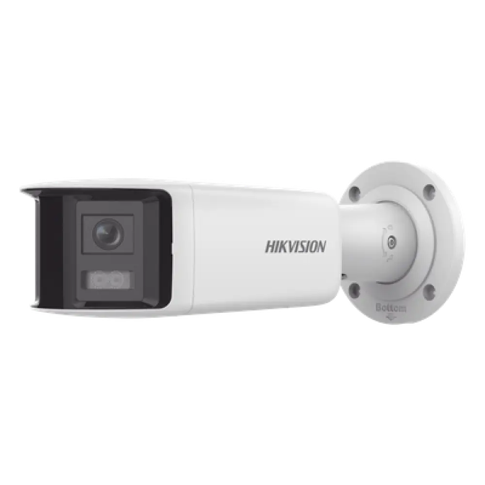 Cámara Bala IP Panorámica / 4 Megapixel / Dual Lente 2.8 mm / 180° / Color 24/7 / Luz Blanca 40 m (131.2 ft) / WDR 130 dB / IP67 / PoE / AcuSense