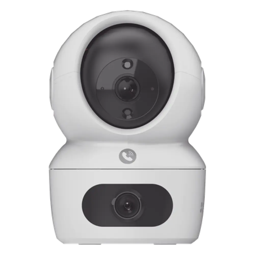 Cámara PT IP / Doble Lente 4 MP + 4 MP / Wi-Fi 6 / Audio Bidireccional / Visión Nocturna a Color 10 m (32.8 ft) / Detección Humana por IA / Uso en Interior