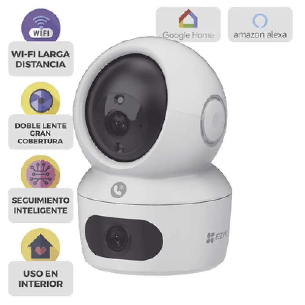 Cámara PT IP / Doble Lente 4 MP + 4 MP / Wi-Fi 6 / Audio Bidireccional / Visión Nocturna a Color 10 m (32.8 ft) / Detección Humana por IA / Uso en Interior