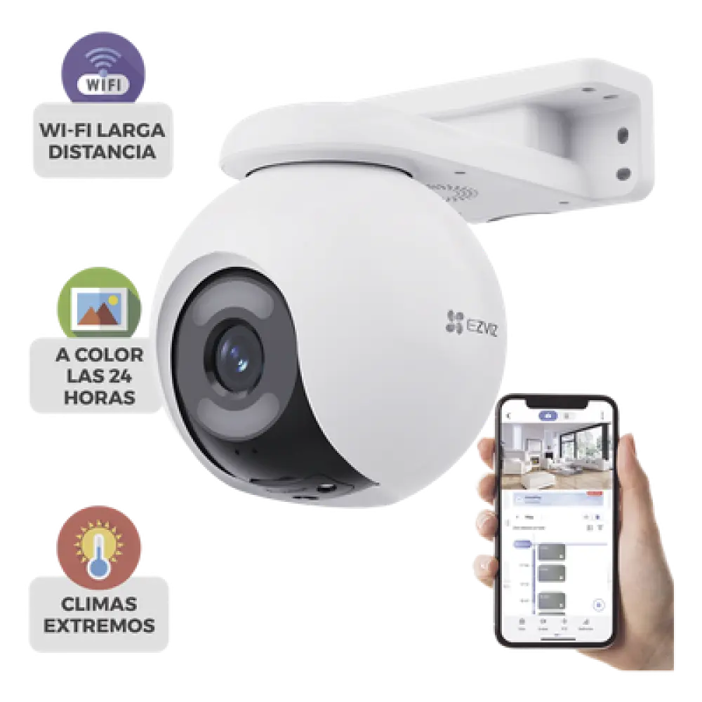 Cámara IP PT / 4 Megapixel / ColorFULL Visión Nocturna / Wi-Fi 2.4 GHz / Cobertura 360° / Detección AI Humano/Vehículo / IP65