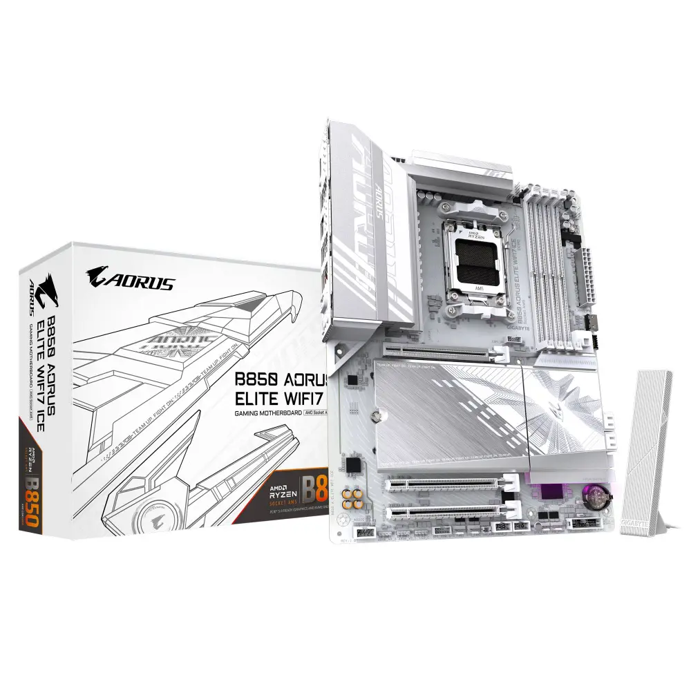 TARJETA MADRE GIGABYTE ATX B850 A ELITE WF7 ICE - DDR5, AM5, 256 GB, PARA AMD