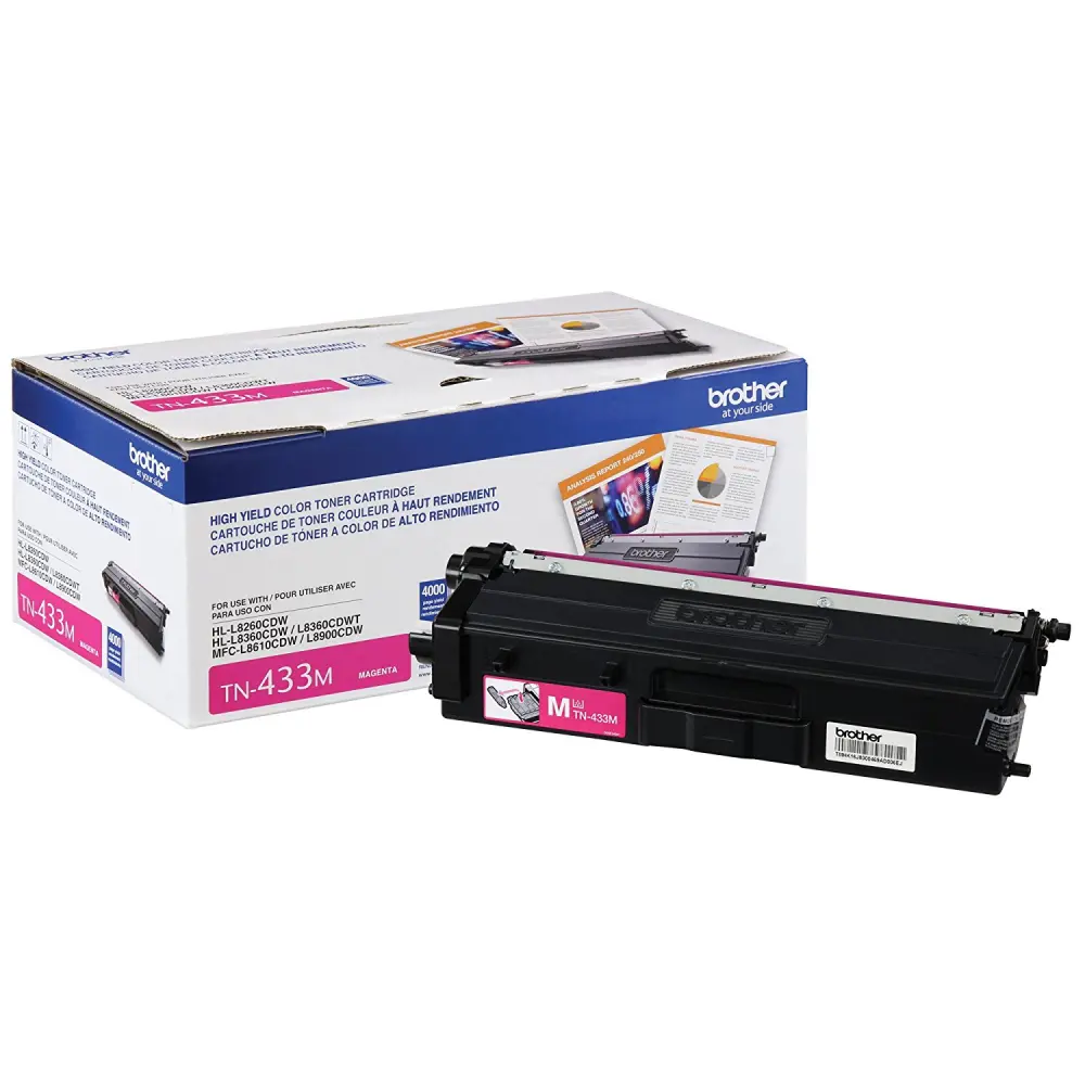 Tóner Brother TN433M magenta - rendimiento apróximado 4, 000 páginas, compatible con MFCL8900CDW