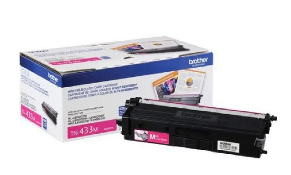 Tóner Brother TN433M magenta - rendimiento apróximado 4, 000 páginas, compatible con MFCL8900CDW