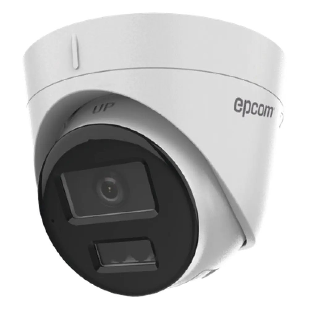 Cámara Turret IP / 2 Megapixel / Dual Light IR 30 m (98.4 ft) + Luz Blanca 20 m (65.6 ft) / Lente 2.8 mm / 103° / Audio Integrado / IP67 / PoE