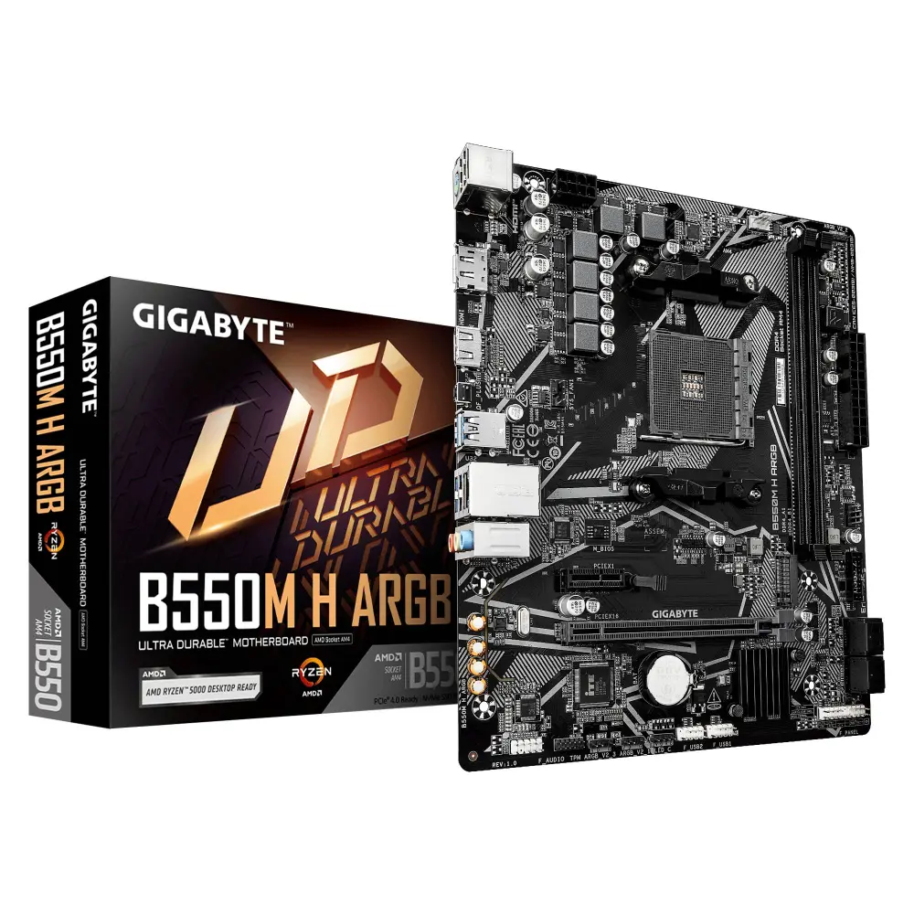 TARJETA MADRE GIGABYTE MICRO ATX - B550M H ARGB, DDR4, AM4, 64 GB, PARA AMD
