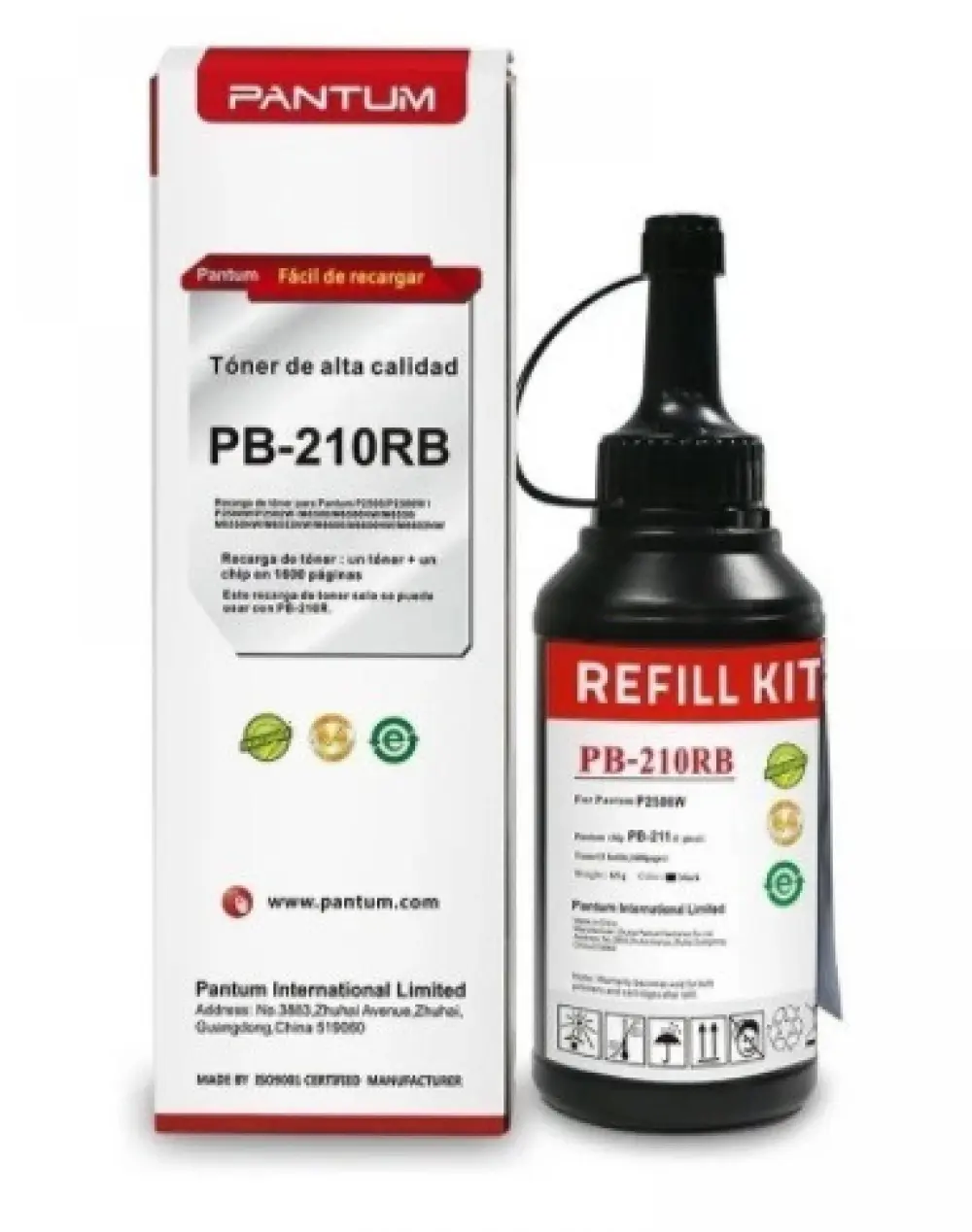 RECARGA MARCA PANTUM MODELO PB-210RB NEGRO - RENDIMIENTO 1600 PAGINAS, PARA EQUIPO P2500W Y M6550NW