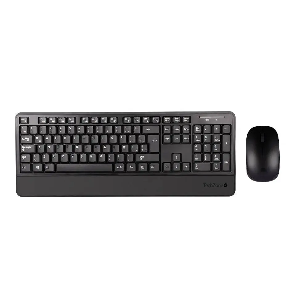 Teclado y Mouse PROOF COMBO TZCOMBINA07 TECHZONE - color negro, 105 teclas, 1200 DPI, compatibilidad con Windows y MacOS