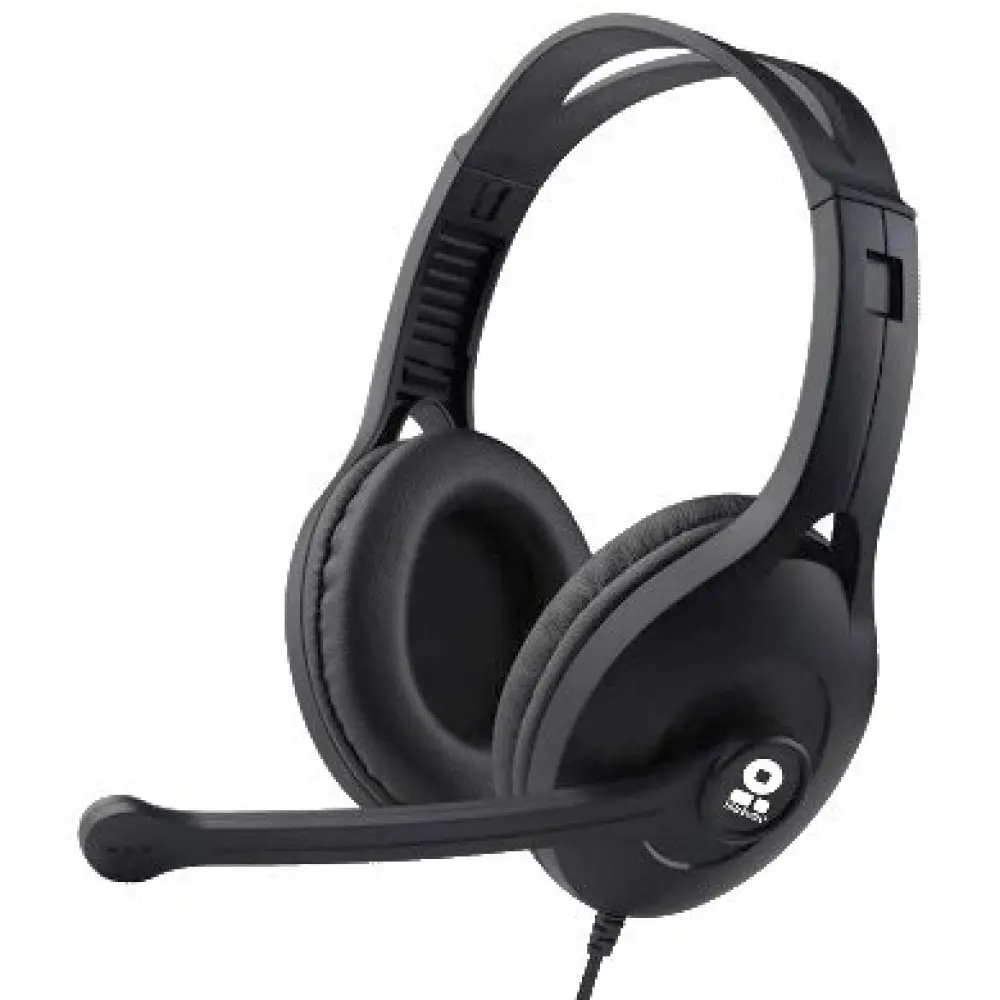 Diadema con Micrófono - Negro, Alámbrico, 3.5mm, Ajustable, Almohadillas acolchadas, C/Control de Volúmen, BRobotix, 651305