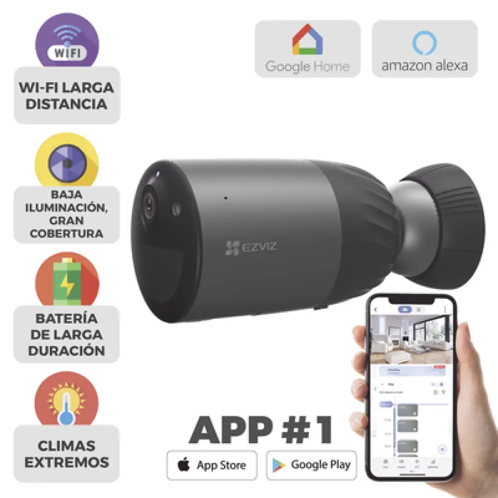 Cámara IP Inalámbrica / 2 Megapixel / Batería Recargable 7800 mAh / Visión Nocturna Color 10 m (32.8 ft) / Wi-Fi 2.4 GHz / IP66 / Audio Bidireccional / Sirena Integrada