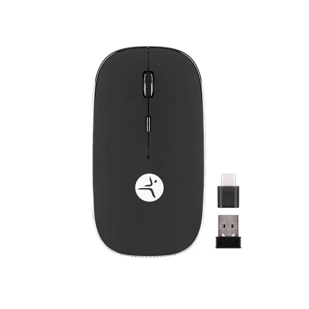 Mouse SLIVEBLACK recargable negro con nano receptor tipoC y USB A - mousepad incluido, TECHZONE, TZACMOI30, DPI: 1000, 1200, 1600