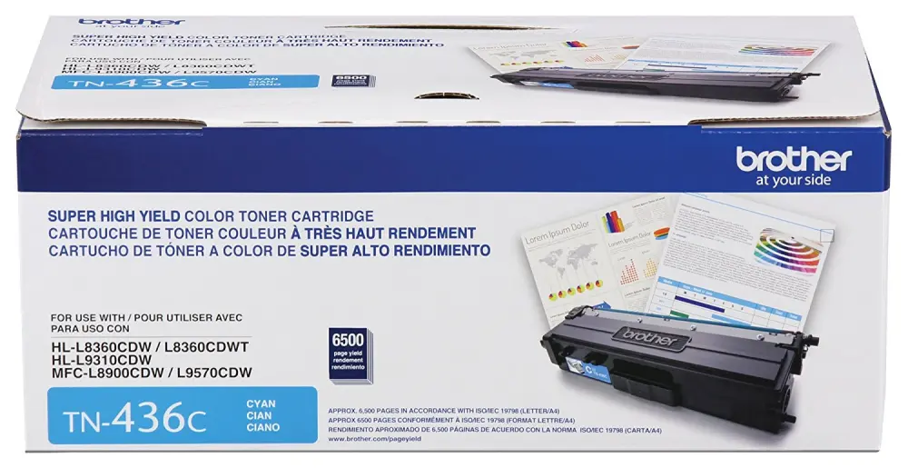 Tóner Brother Valor TN436C cian - rendimiento aproximado 6, 500 páginas, compatible con MFCL8900CDW, MFCL9570CDW, HLL9310CDW