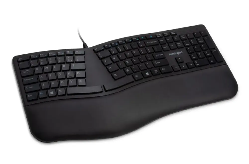 Teclado ergonómico Pro Fit Kensington con escritura silencionsa; teclas de accesos directos; dividido con inclinación inversa ajustable USB-A - 1.80mts.