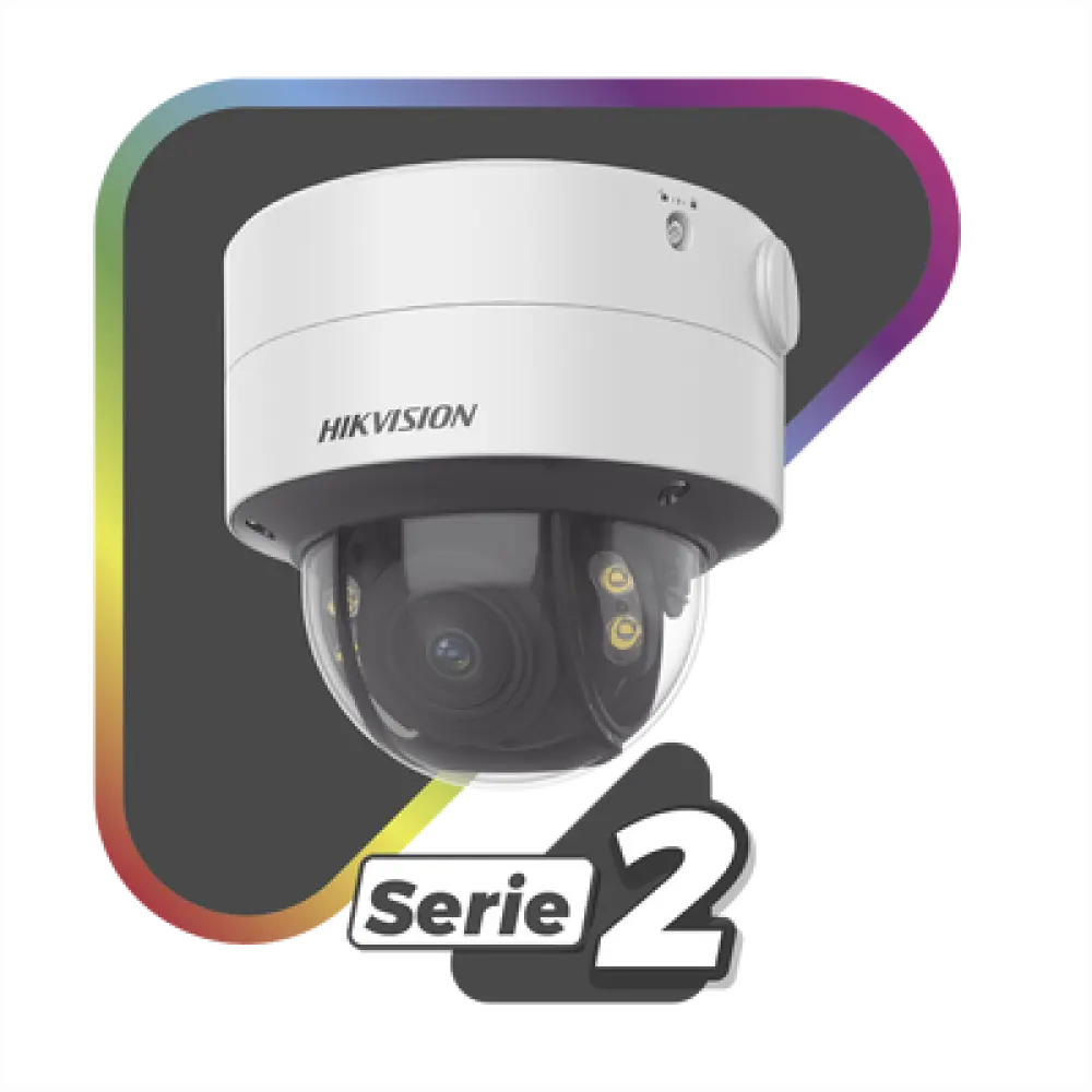 Domo IP / 4 MP / Color 24/7 / Lente Varifocal 3.6-9 mm / Luz Blanca 40 m (131 pies) / WDR 130 dB / IP67 / IK10 / AcuSense / MicroSD 512 GB