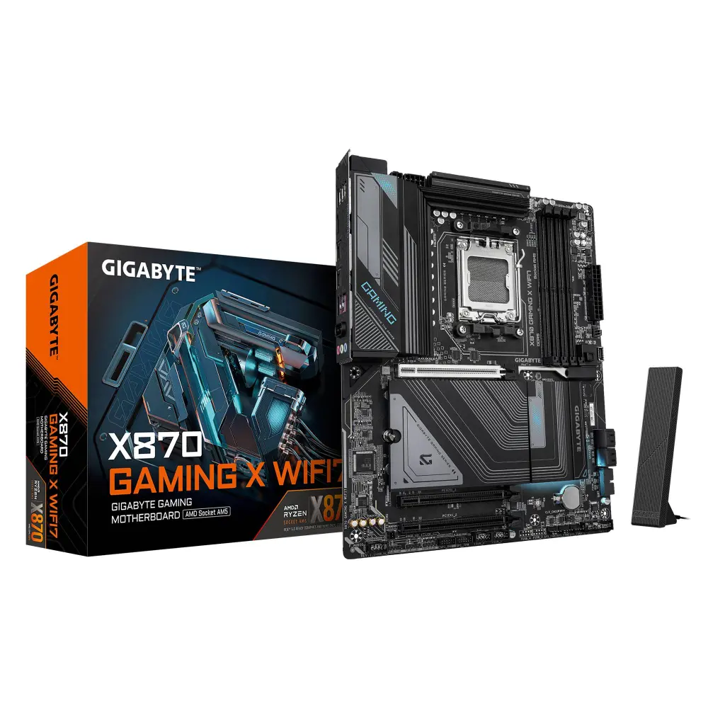 TARJETA MADRE ATX GIGABYTE X870 GAMING X WIFI7 - DDR5, 256 GB, AM5, PARA AMD