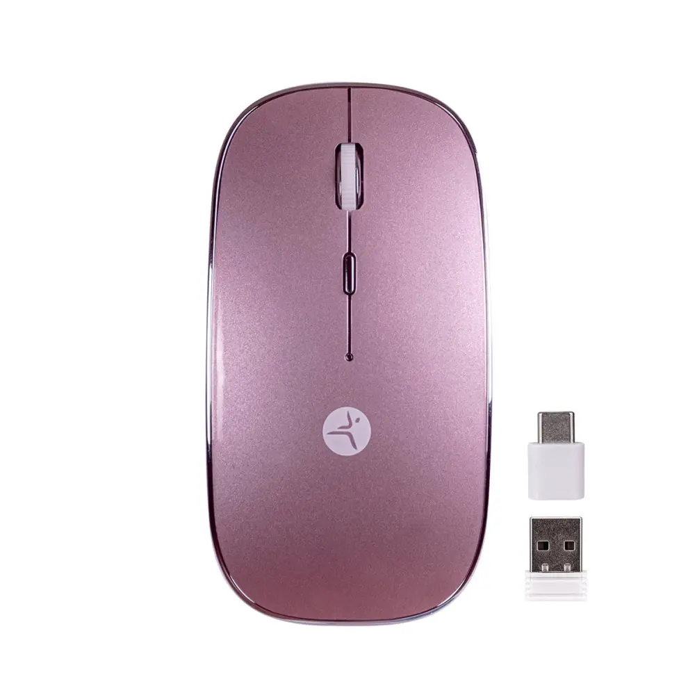 Mouse SLIVE recargable rosa con nano receptor tipoC y USB A - mousepad incluido, TECHZONE, TZACMOI27, DPI:1000, 1200, 1600