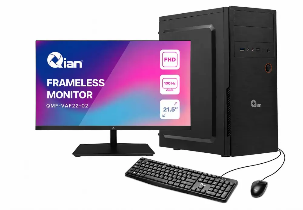 Kit PC Office - monitor 22, regulador QIAN, gabinete QIAN Mat 01/ PSU 500W. Mouse y teclado