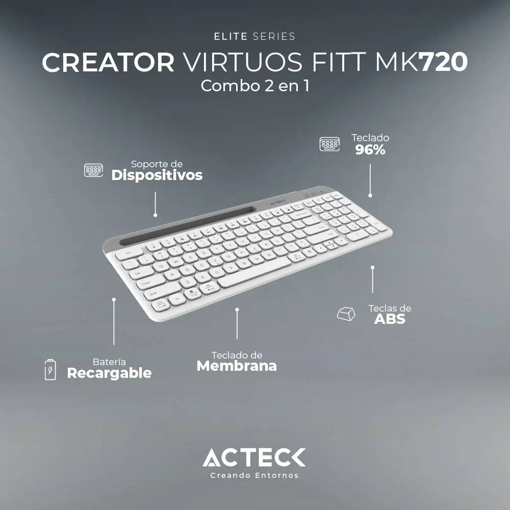 Kit Teclado y Mouse Acteck Creator Vituos Silk MK720 Elite Series -