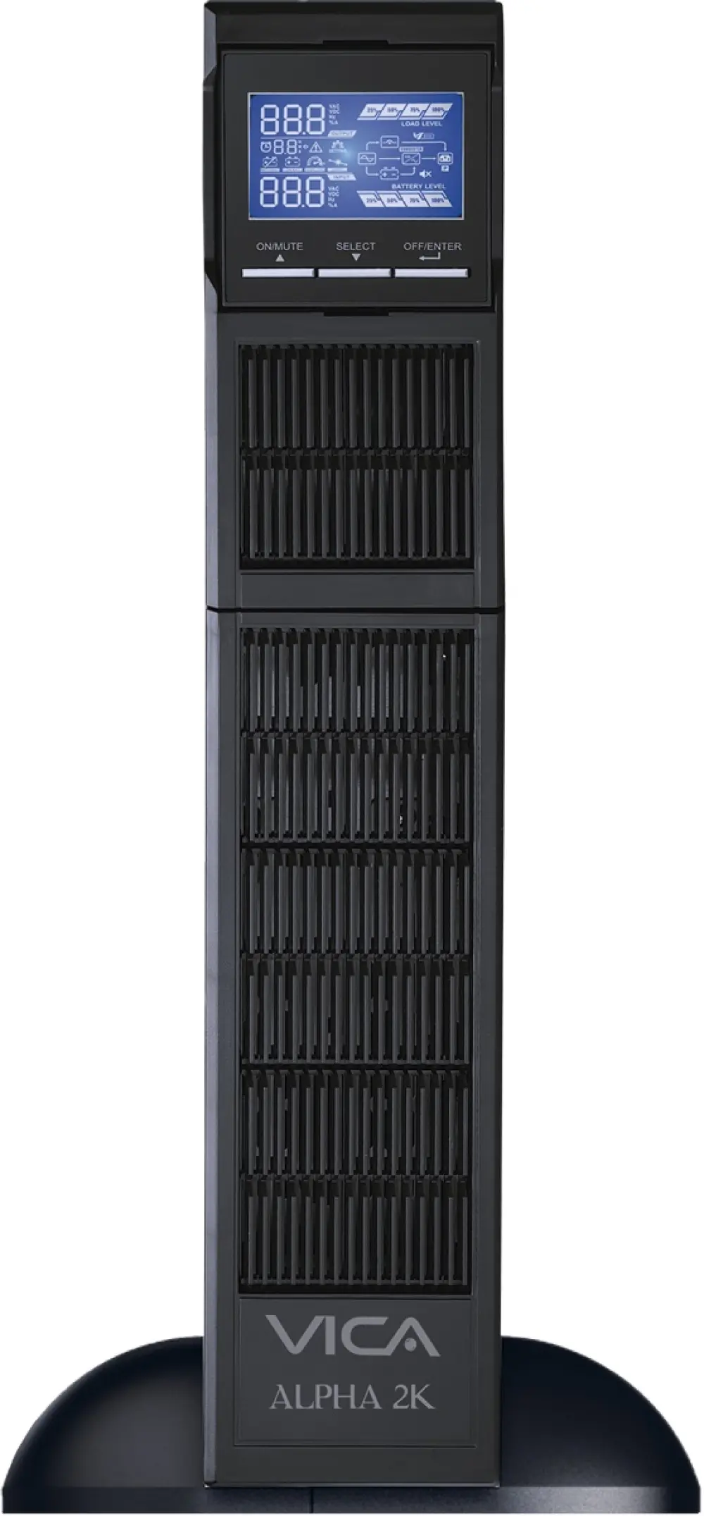 UPS Online doble conversión Rack ALPHA 2K - 2000VA/2000W, 8 NEMA 5-15/20R protegidos, entrada NEMA 5-20P, 55/150Vca, salida 100/110/115/120/127Vca, SNMP