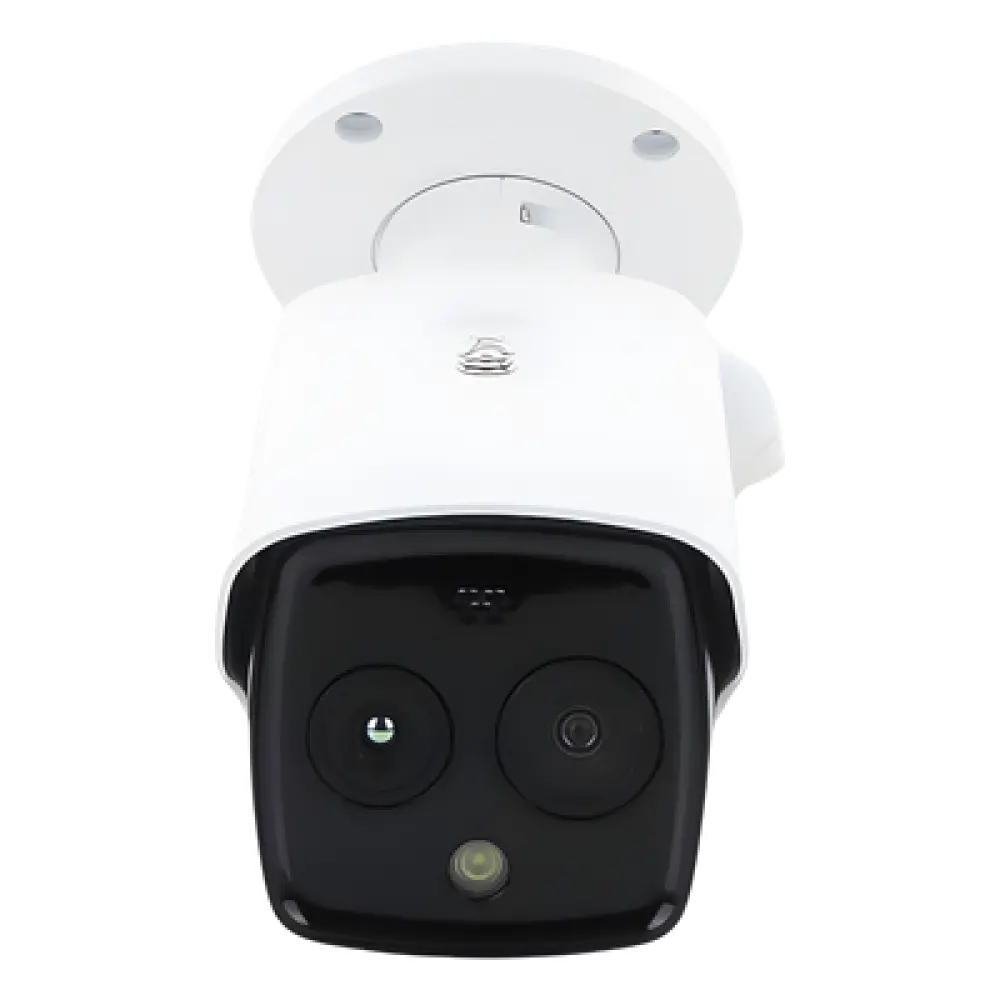 Cámara Bala IP Dual / Térmica 256 x 192 / Óptica 4 Megapixel / IR 30 m (98.4 ft) / PoE / Termométrica / Sirena / IP66