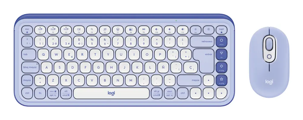 Kit Logitech POP 920-013054 Teclado y mouse Bluetooth. Color lila y blanco. -