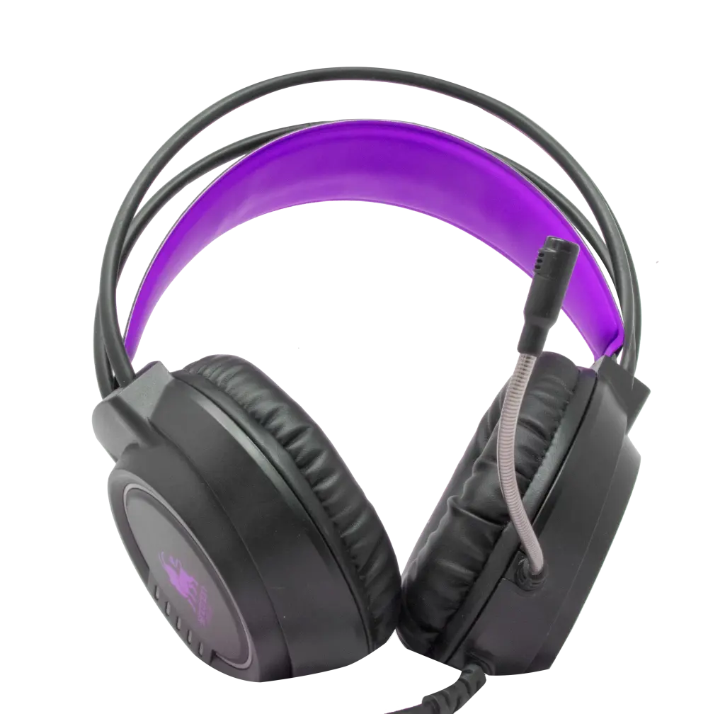 AUDIFONOS HEADSET GAMING OVER-EAR NBHG KIMERA RGB ALAMBRICO 3.5MM USB PC CONSOLAS CELULAR MICROFONO FLEXIBLE INC ADAPTADOR FUCSIA -