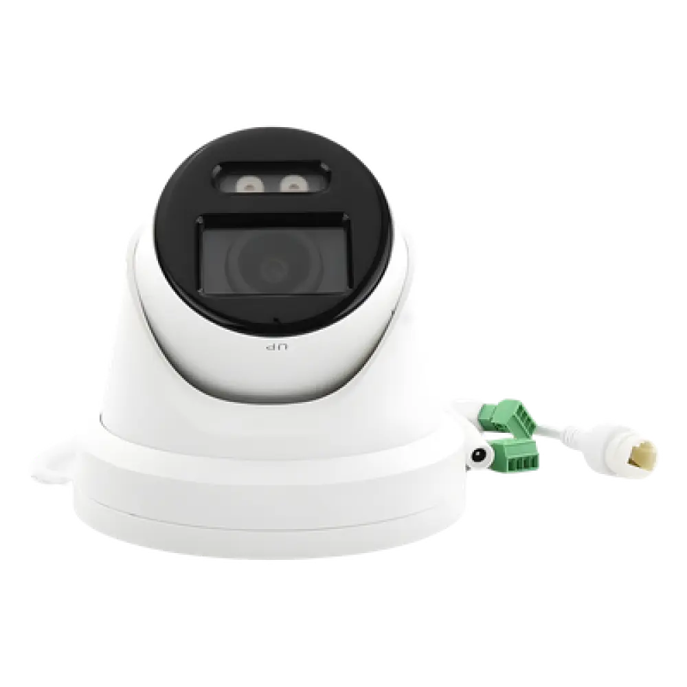 Turret IP 8 Megapixel / Imagen a color 24/7 / Lente 2.8 mm / Micrófono Integrado /Luz Blanca 40 mts / Exterior IP67 / Micrófono Integrado / WDR 130 dB / Entrada y salida de Audio y Alarma / Onvif / MicroSD