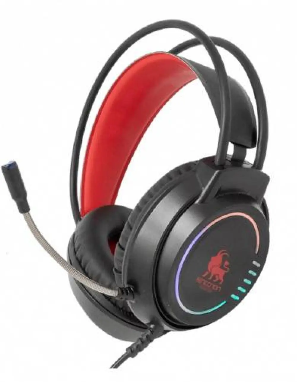 AUDIFONOS HEADSET GAMING OVER-EAR NBHG KIMERA RGB ALAMBRICO 3.5MM USB PC CONSOLAS CELULAR MICROFONO FLEXIBLE INC ADAPTADOR ROJO -