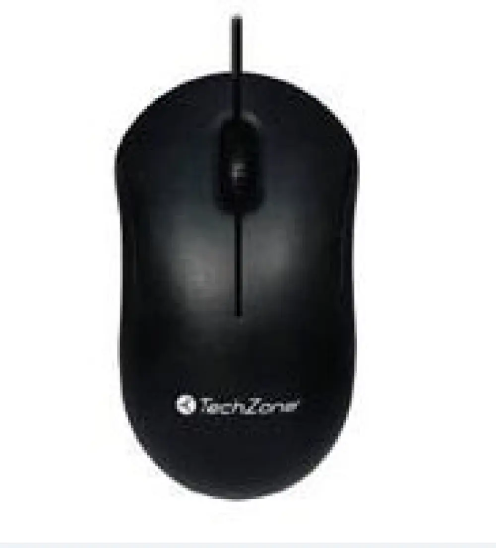 Mouse alámbrico Initially TechZone - 1000 DPI's, 3 botones, longitud de cable de 1.2 m. Conexión USB, 1 año de garantía.
